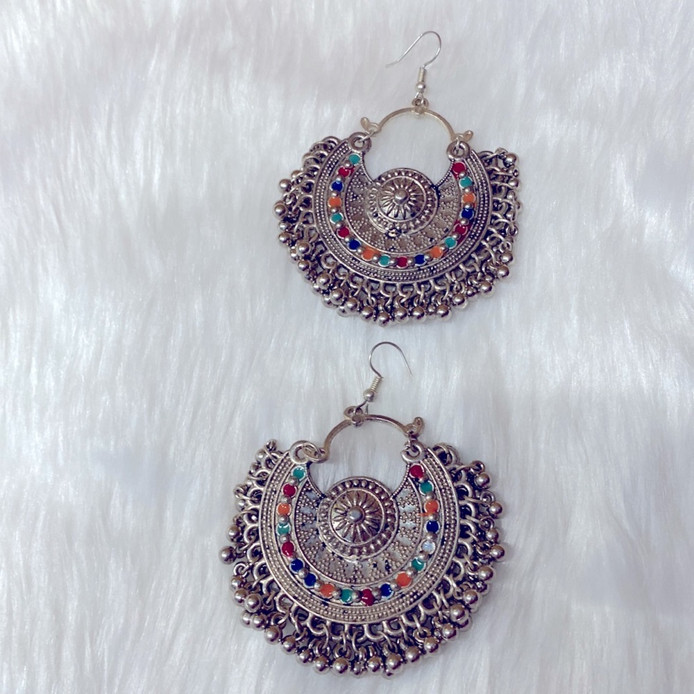 SOLD YEY !! Handmade Afghan Ethnic Bali Earrings, Tribal Kuchi Afghan Hoop - Picture 3 of 7